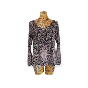 LIZ WEAR top large beige black